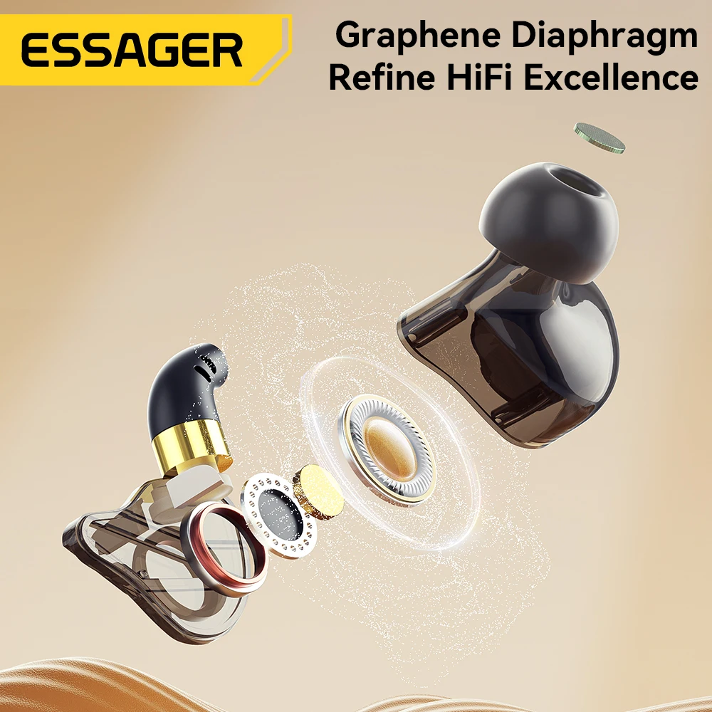 Essager 3.5mm Wired Headphones In Ear Type C Wired HiFi Headset Bass Stereo Sport Game Music Noice Cancelling Earbuds With Mic