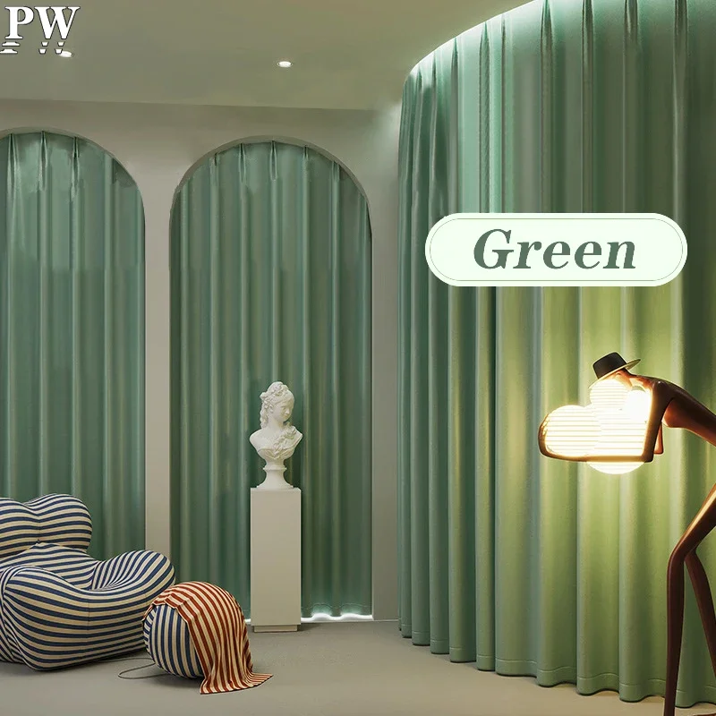 

Solid Color Living Room Blackout Cloth Curtain Modern Minimalist IG Fashion Girl Bedroom Shading Curtains Luxury Decoration Home