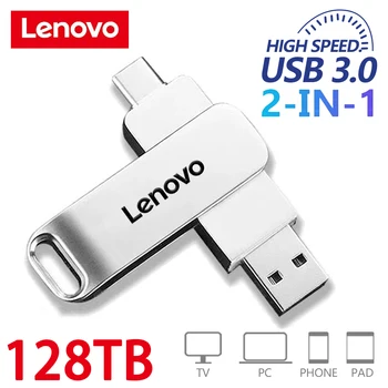 레노버 128TB 미니 펜 드라이브, USB 메모리 플래시 드라이브, C 타입 고속 USB 3.0 방수 펜드라이브, U 디스크, 2TB, 1TB, 16TB, 신제품