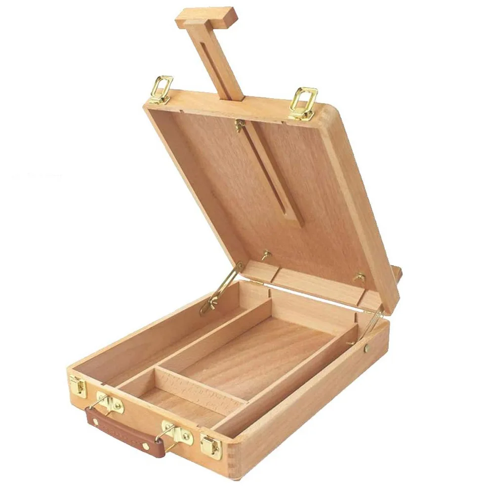 Portable Adjustable Wooden Sketchbox Tabletop Art Easel Desktop Travel Suitcase Storage Painting Tools Artist kids Art Supplies