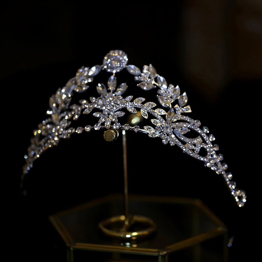 

Irregular CZ Zircon Wedding Tiaras Crowns Headbands Crystal Evening Hairbands Brides Hair Accessories Prom Jewelry