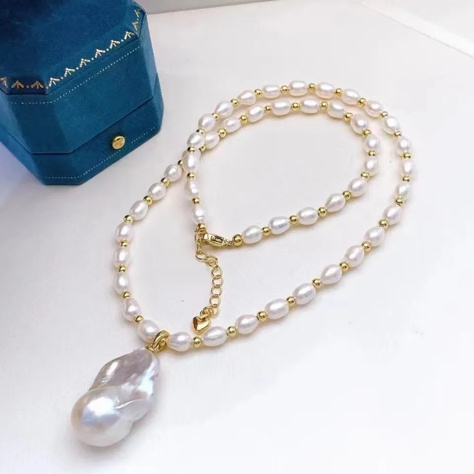 

Ожерелье jane jewelry в стиле ретро с рисом в стиле барокко, Размер 15-30 мм, уникальная индивидуальность 43 см