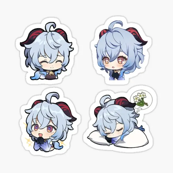 

Chibi Ganyu Genshin ударные наклейки 5 шт. для украшения дома окна автомобиля аниме стена гостиная фон багаж ноутбук