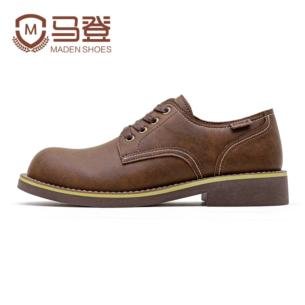 Men's Low-top Work Boots Round-toed Leather Shoes Autumn Casual Vintage Streetwear leather shoes men dress boots