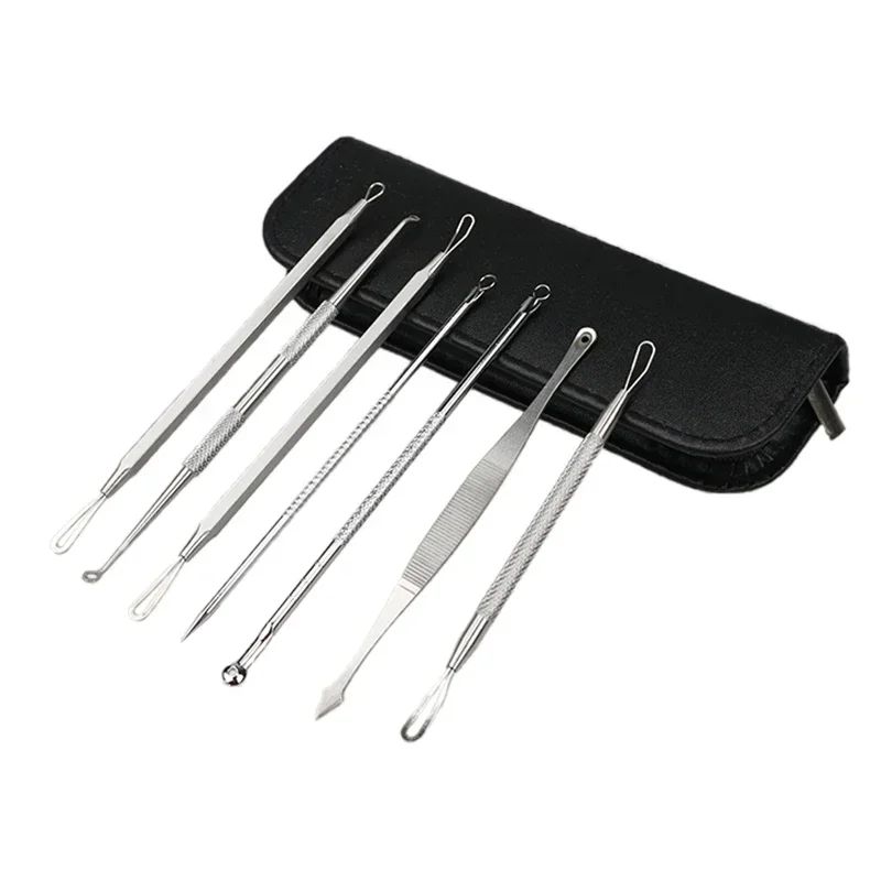 7/8Pcs Stainless Steel Blackhead Remover Tool Set Whitehead Pimple Spot Comedone Acne Extractor Remover Popper Face Tools Kit blackhead remover,acne remover,facial pore cleanser