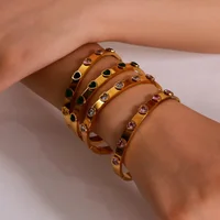 2024 New Shiny Geometric Zircon Inlaid Stainless Steel Bangle Exquisite Women's Jewelry wholesale 1