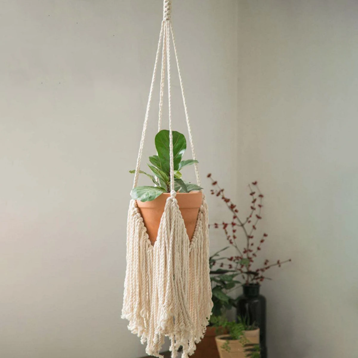 Description Picture 5 of itemMacrame Plant Hangers Handmade Cotton Rope Flower Pots Holder Decorative Indoor Hanging Planter Basket Plant Hanger for Indoor