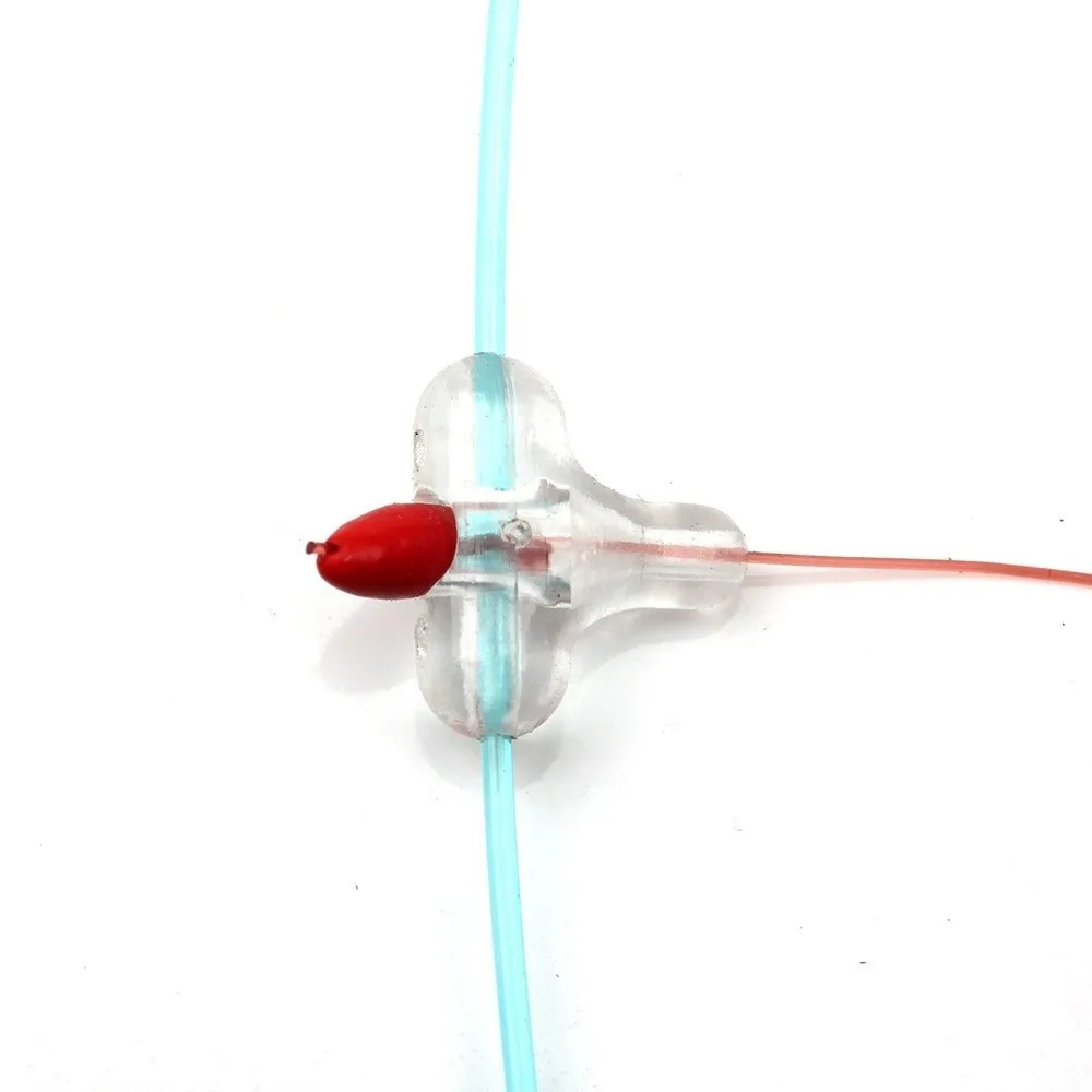 30PCS Fishing Beads Transparent Clear Oval Double Cross Hole Beads Sabiki Rig 3 Way Connector Fishing Accessories Cross Bead