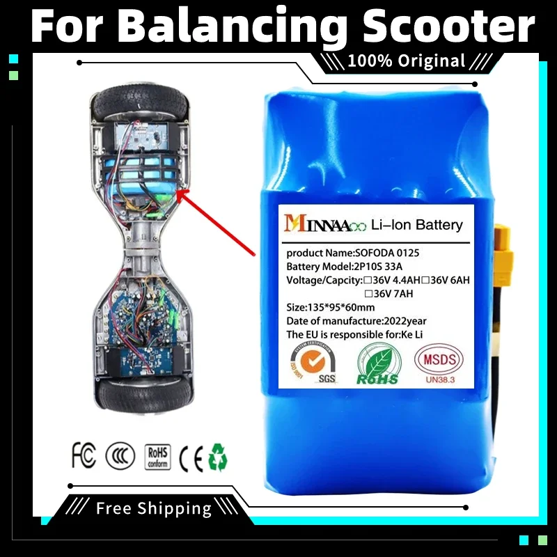 

2024 Upgrade 36V 12AH Li-ion Battery Replacement for Electric Self Balancing Scooter HoverBoard Unicycle