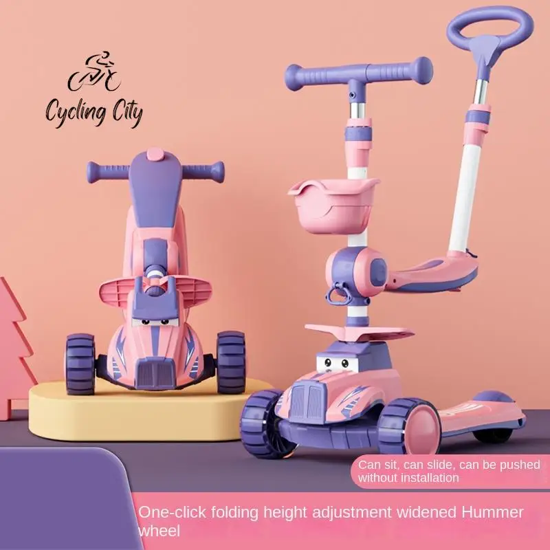 

Cycling City Children's Scooter Three-in-one Folding Children Scooter Baby Scooter With Seat Push Handle 1-12 Years Old Scooter