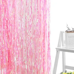Vibrant Candy - Colored Rain Curtain for Birthday Party Decor and Photo Props (Pink)