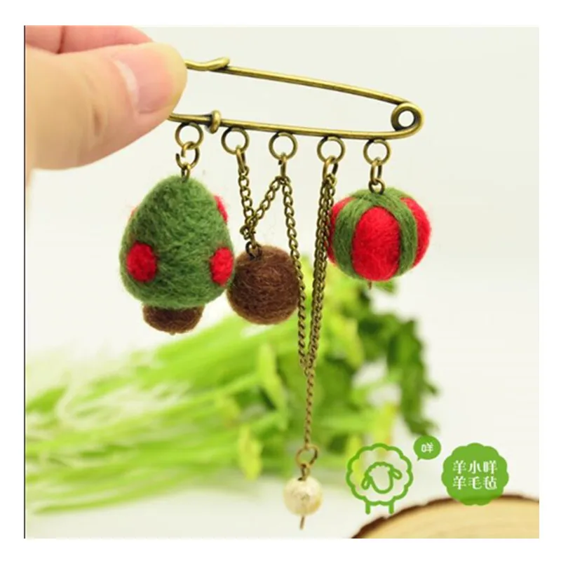 

Рождественская елка, рождественский подарок, брошь, шерстяной набор для рукоделия, войлок, игла, валяние, украшение, рукоделие, Рукоделие, сделай сам