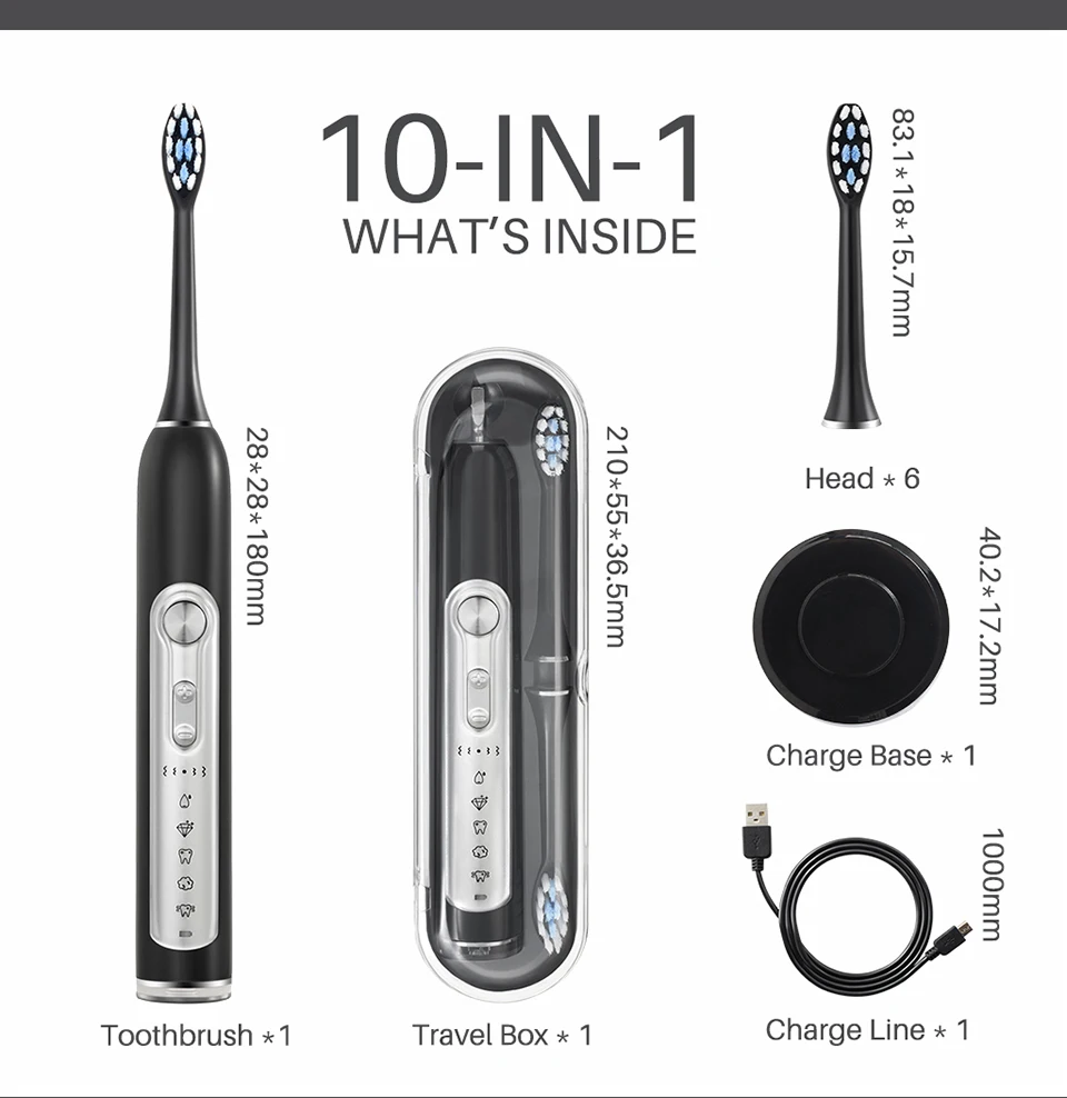 para Adultos Crianças Smart Timer Escova de