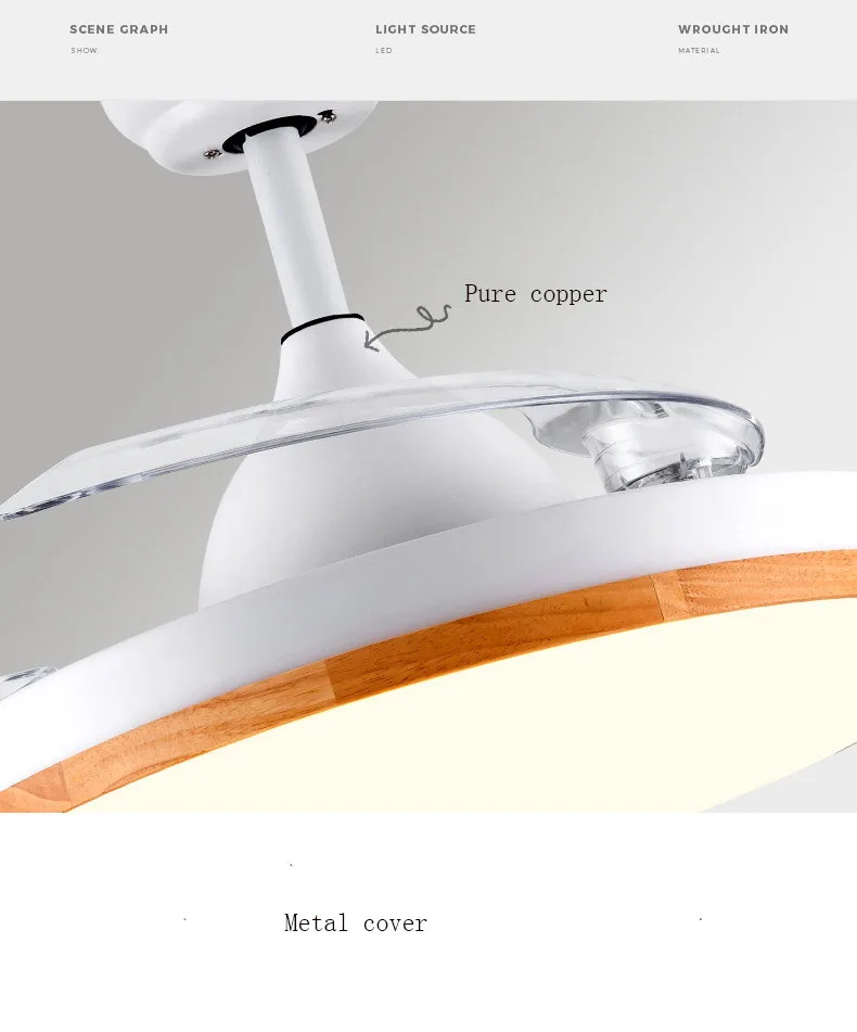 Nordic Led Ceiling Fan with Light Lamp 36inch 42in Black White Wooden Invisible Ceiling Fan Remote Control Ventilador De Teto