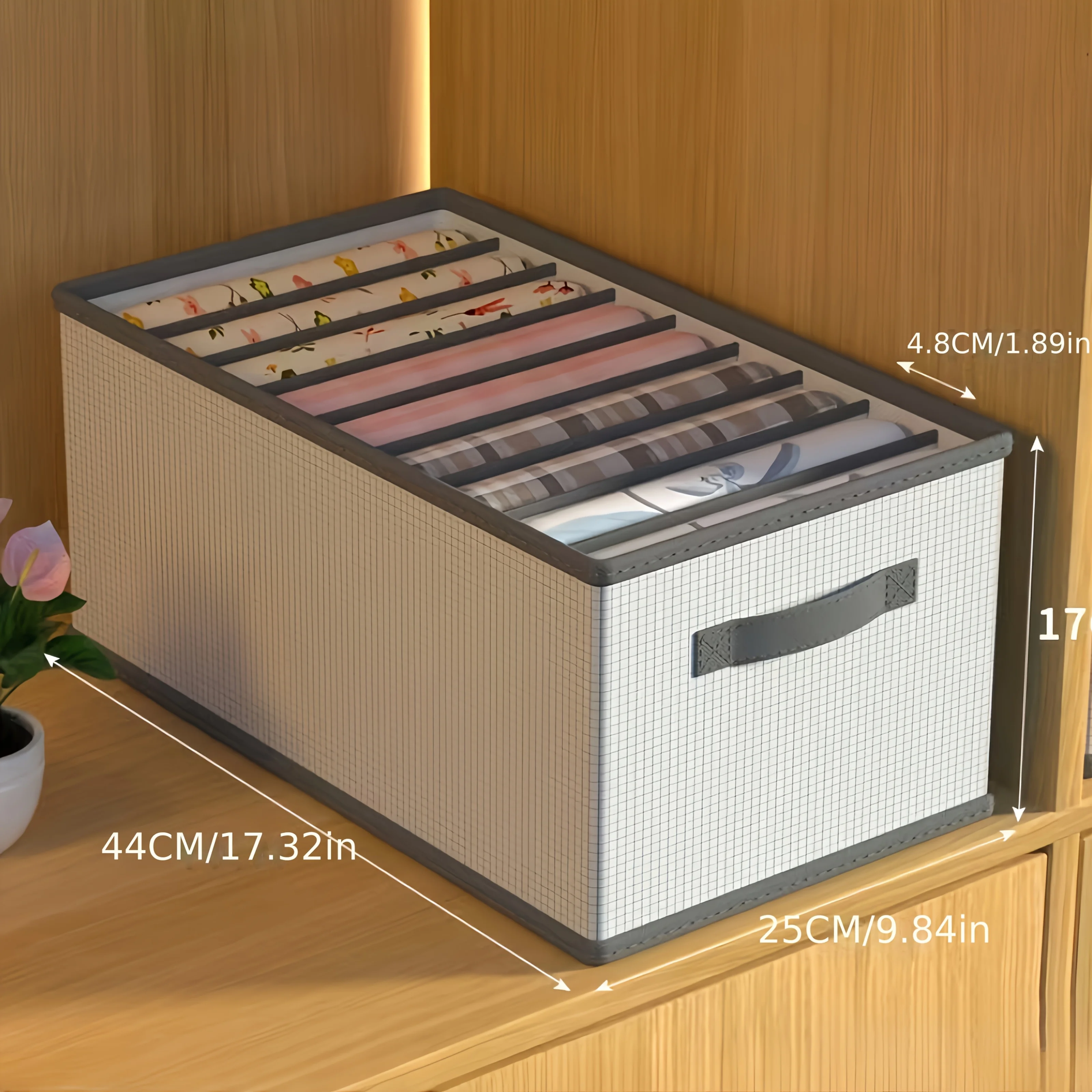 Faltbarer Stoff-Schubladenorganizer mit Griffen, Aufbewahrungsbox mit mehreren Fächern für Kleidung, Kleiderschrank-Organizer für Hosen,_voghion.com