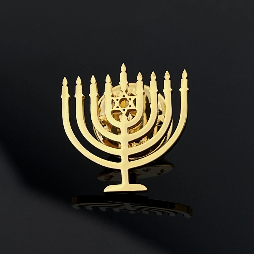 

Israel Judaism Menorah Buckle Brooch for Men Women Lapel Collar Pins Badge Hanukkah Holiday Gifts Faith Jewelry Wedding Party