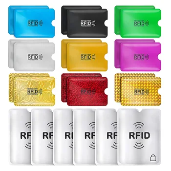 RFID 차단 카드 슬리브, 스캔 방지 은행 신용 카드 홀더, 레이저 알루미늄 호일, NFC 리더 잠금 보호기, 도매 50 개