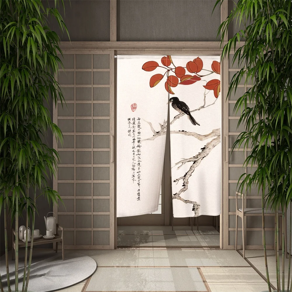 Decor Curtains Japanese Split Hanging Door Curtain Koi Printed Fu Partition Kitchen Bedroom Restaurant Entrance Linen Curtains