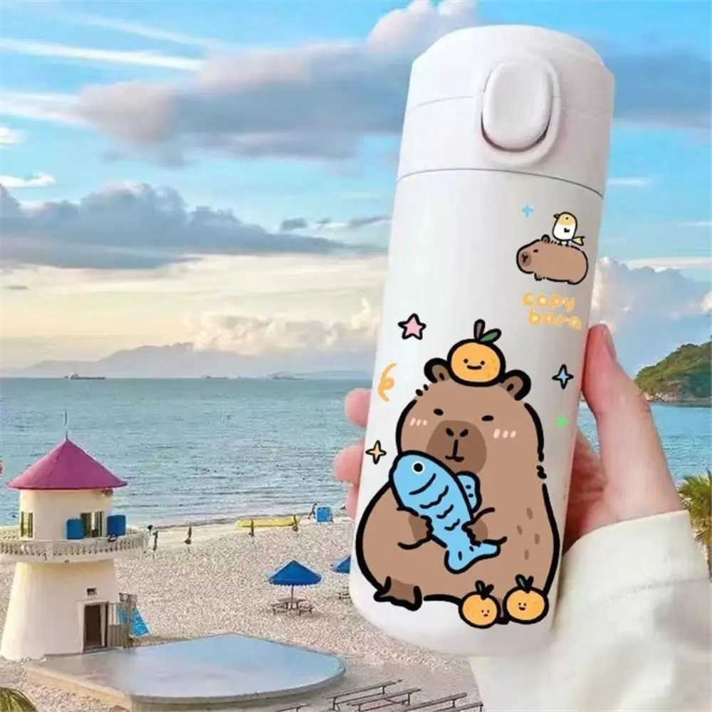 Cute Capybara Water Bottle - 330ml BPA-Free PC With Silicone Straw & Leak-Proof Lid - View #8