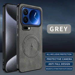 Luxury Leather Phone Case with Soft - Touch Feel and Wireless Charging Compatibility for Xiaomi 17 pro (GRAY)