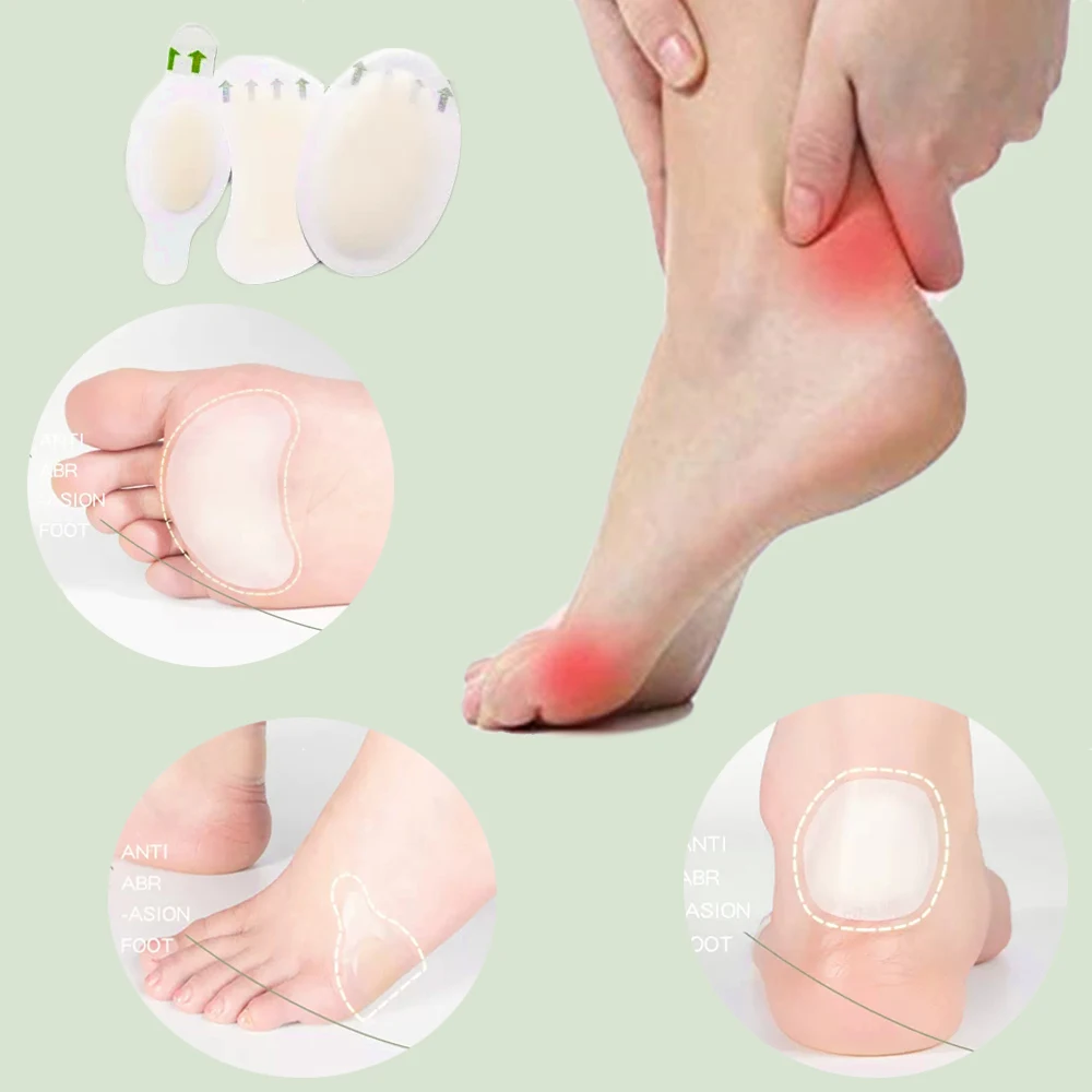 10Pcs Silicone Heel Protectors Foot Patches Adhesive Blister Pads Hydrocolloid Heel Liner Shoes Stickers Gel Pain Relief Patch