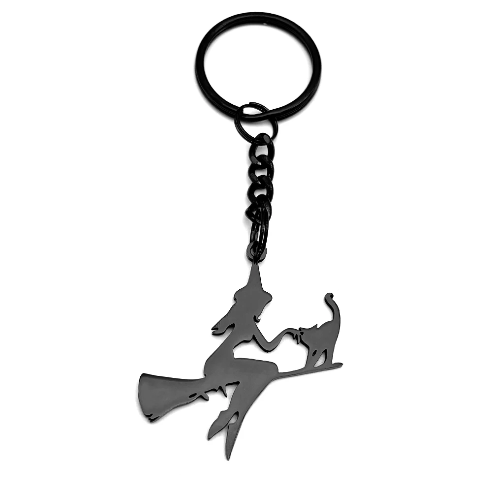 Hexenbesen Katze Edelstahl Schlüsselanhänger für Frauen Magische Hexerei Pagan Wicca Magie Schlüsselanhänger Schmuck Geschenke – Detail 10