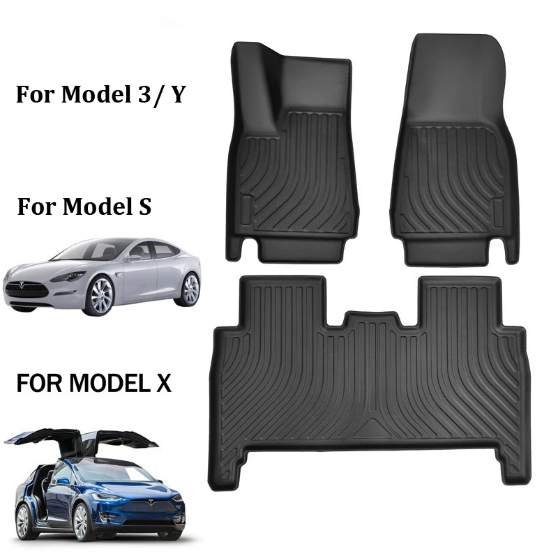 TPE 3D Car Floor Mats For Tesla Model 3 2021 Y X S TPR Waterproof Full