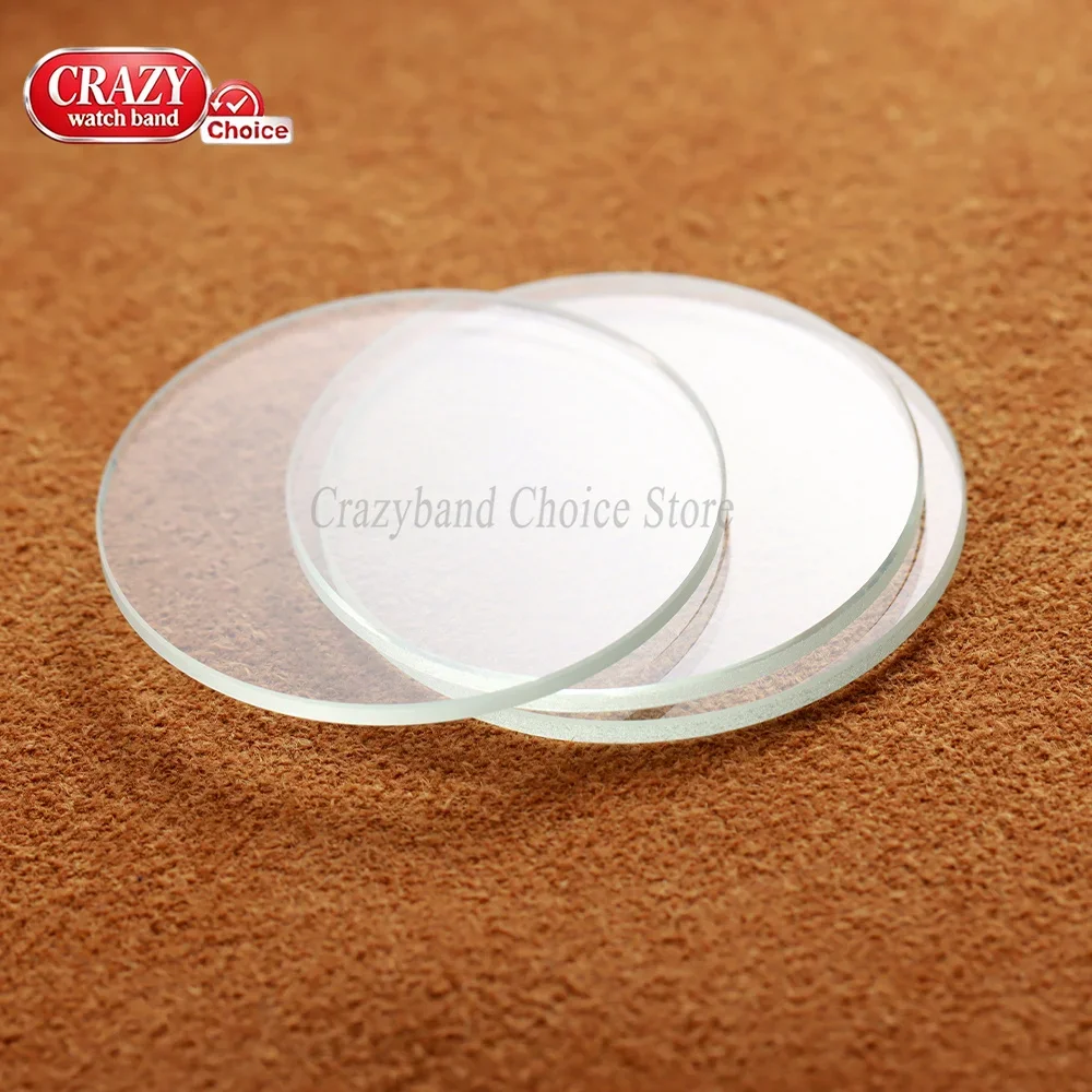 Flat Transparent Crystal Watch Glass Replacement - Various Thickness & Diameter Options
