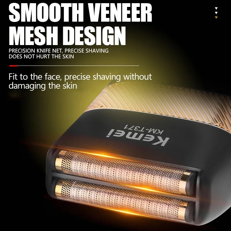 케메이 T371 남성용 전기 면도기 방수 왕복 무선 면도기 바버 트리머 USB 충전식 면도기