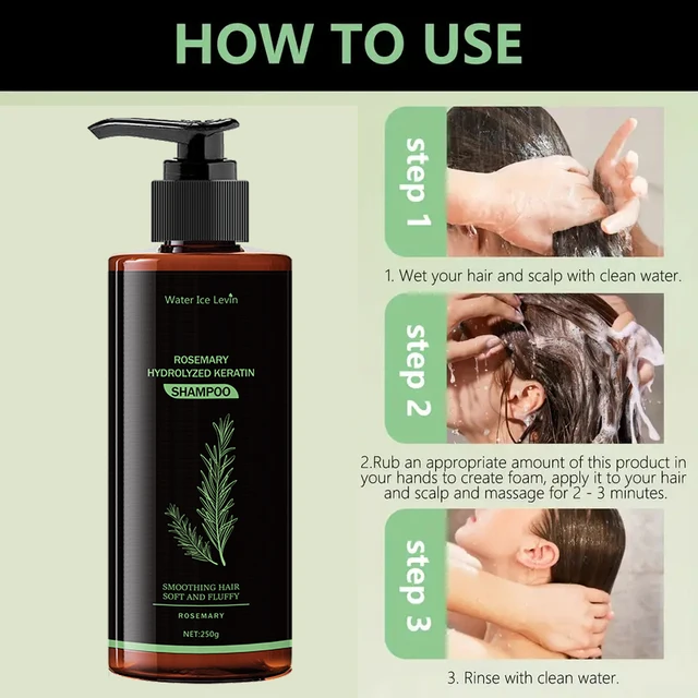 Rosemary Keratin Shampoo - Fresh and Non-Greasy, Rich in Rosemary Extracts and Amino Acids, Healthy Hair, Enlarged Volume, Care for Every Hair