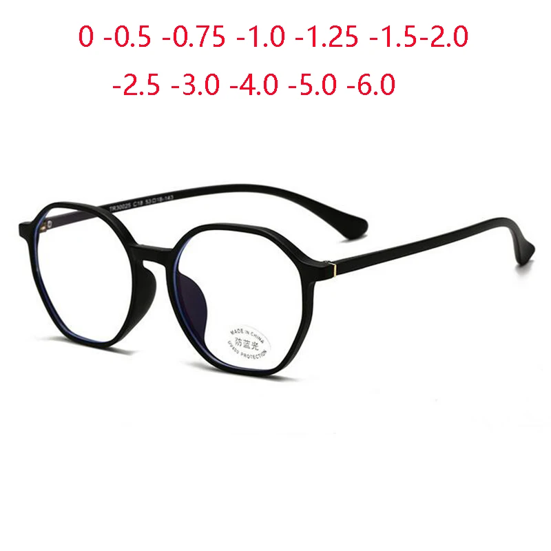 TR90 Polygon Anti-blue Light Computer Glasses Frame Women Men Minus Lens Prescription Spectacle Diopter 0 -0.5 -0.75 -1.0 To -6 |