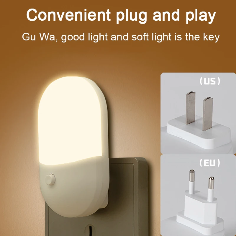 2PC Bedside  LED Night Lamp Mini Table Light EU US Plug Eye Protection Kids Use For Bedroom Living Room Baby Feeding Night Light