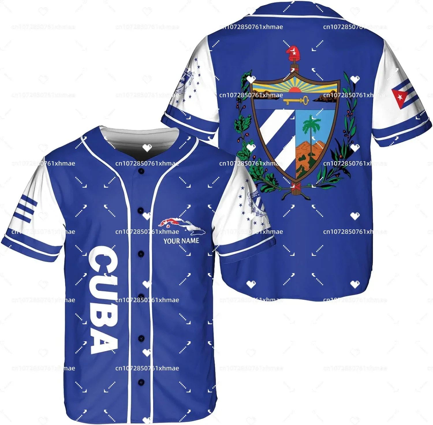 New Cuba Flag Badge Baseball Jersey Men's Womens Casual Short Sleeve Jersey Men's Streetwear Short Sleeve Sports T-shirt 6