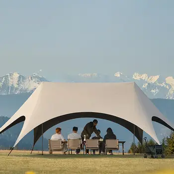 Rainproof Camping Canopy Hexagonal Butterfly Sun Shelters Canopy Foldable Gazebo Windproof Quick-opening Shade Picnic Shelter