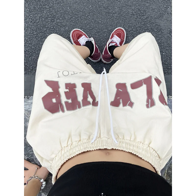 High Waist Loose Straight Wide Leg Capris Man Women Coupl Letters Print Short Women's New Summer Casual Black Shorts Ins Fashion