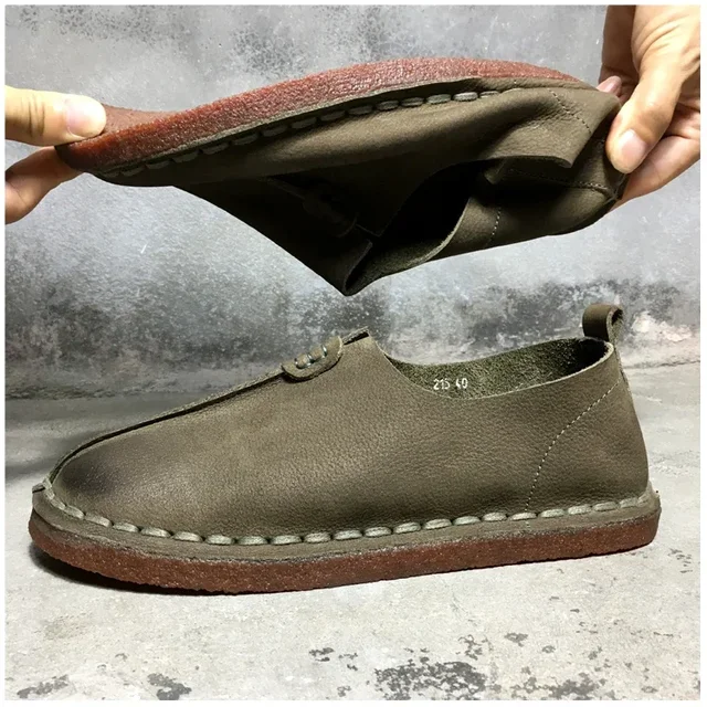 barefoot shoes Men's genuine leather oxford women's natural leather loafers shoes retro single cowhide handmade 43 44 shoes 1