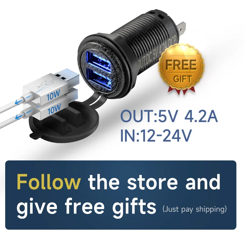 2 Port USB Car Charger Input 5V 4.2A Pure Copper 12V Automotive