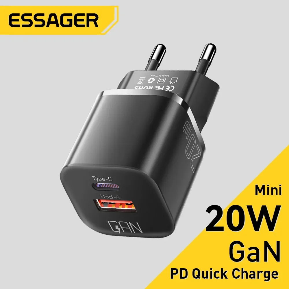 Essager 20W GaN USB 유형 C 충전기 PD 고속 충전 전화 QC 3.0..