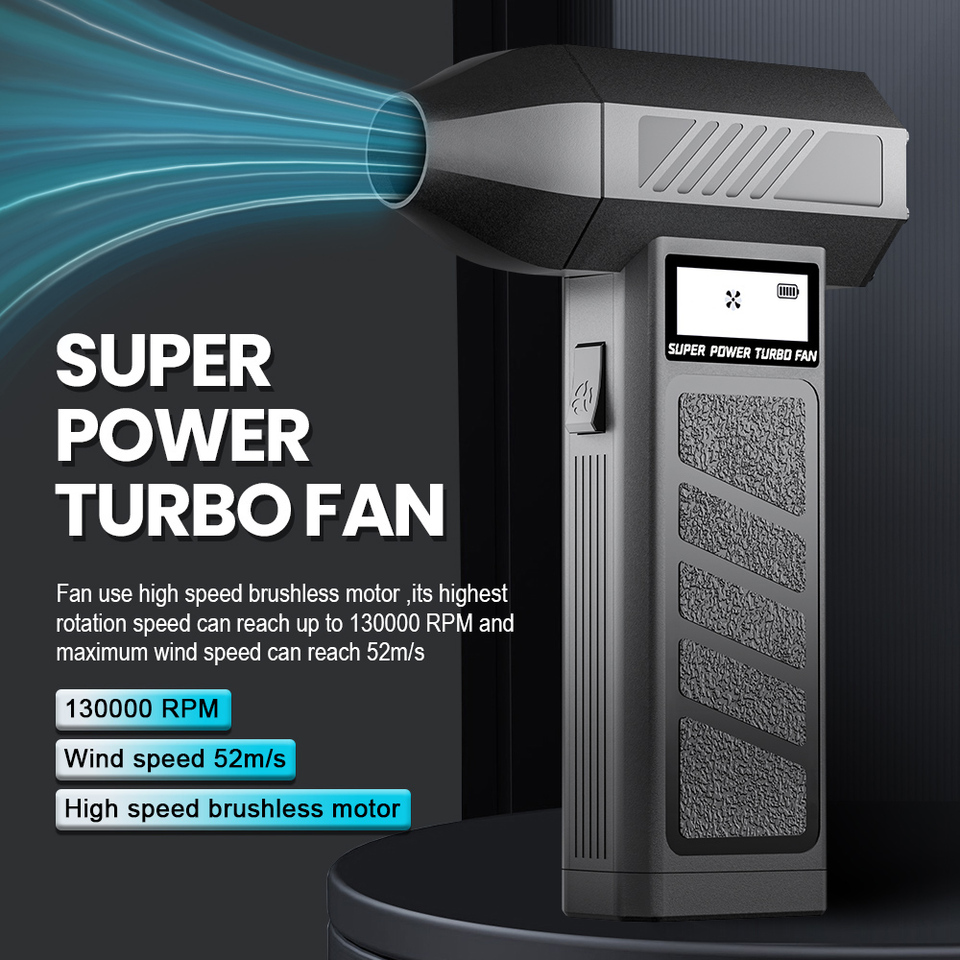 130000 RPM Car Blowing Snow Electric Air Duster Portable 4 Gears adjustable Cleaning Blower Tool Turbo Jet Fan Type-C Charging