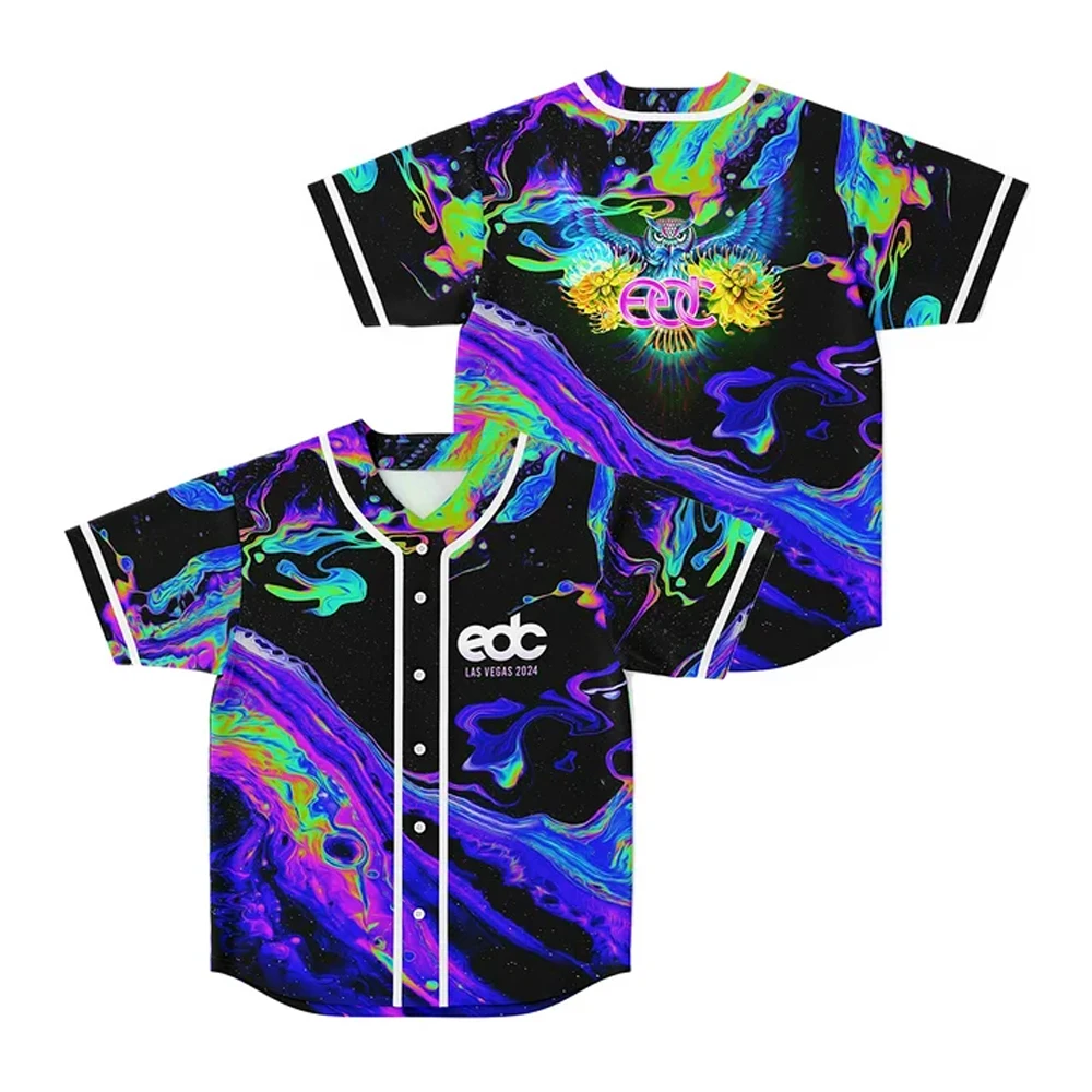 EDC Festival 2024 Merch Baseball Jersey Shirts V-Neck Short Sleeve