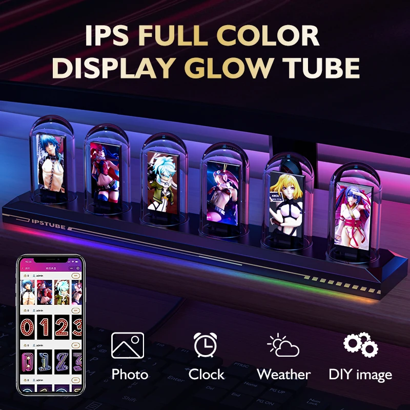 Glowing Nixie Tube Clock RGB Desktop Lamp Digital Clock