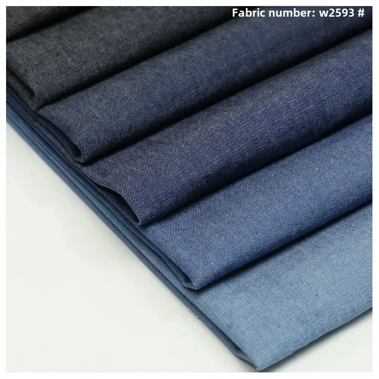 High Cotton Content Plain Weave Denim Fabric 4oz Thin Original Blue Summer Shirt Material W2593 Lightweight Comfortable
