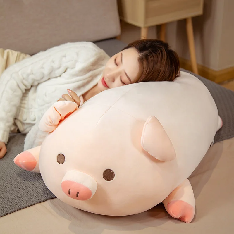 

40-80cm Kawaii Squishy Pig Stuffed Doll Lying Plush Piggy Toy Animal Soft Plushie Pillow for Kids Baby Comforting Birthday Gift