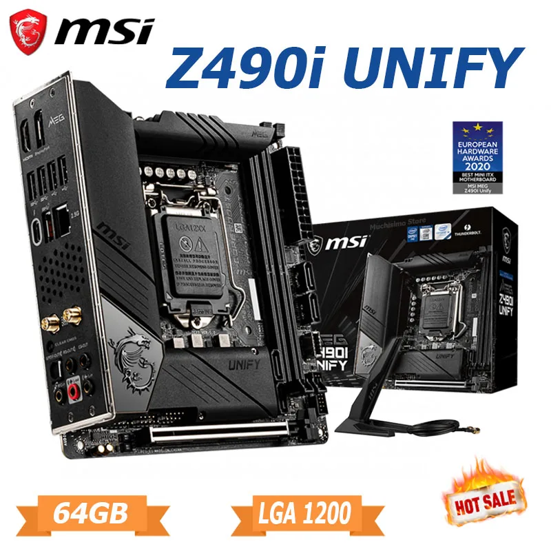 LGA 1200 Intel Z490 Motherboard DDR4 MSI MEG Z490I UNIFY 64GB PCI