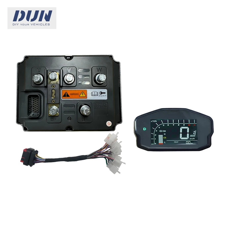 VOTOL EM350S Boost 600A Peak 1300A 10KW-12KW Brushless DC Controller with DKD Speedometer Display For Wheel Hub Mid-Drive Motor