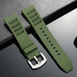 Universal Silicone Quick Release Watch Bands - Adjustable Rubber Strap - Silver Buckle (Green)