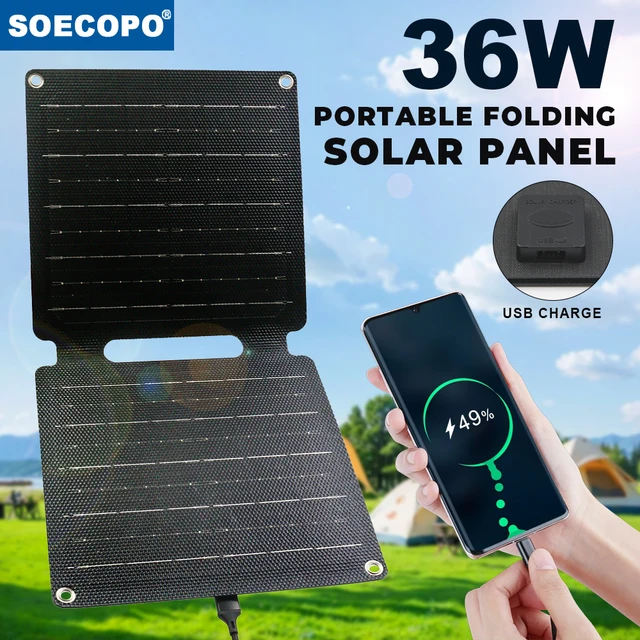 36W Portable Solar Panel Waterproof Solar Charger with Smart USB Port 5V with Smart Phones Tablets for Outdoor Camping Hiking 1