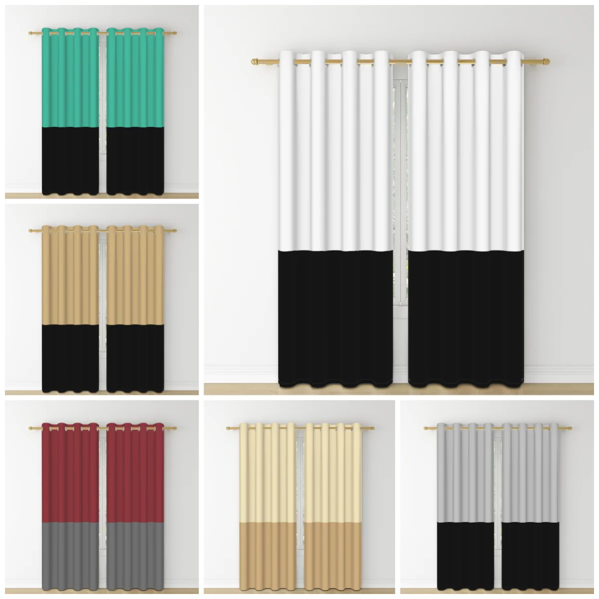 ผ้าม่านกันแสงแบบทูโทน 2 ชิ้น สไตล์โมเดิร์น สำหรับตกแต่งหน้าต่างห้องนั่งเล่นและห้องนอน ผ้าโพลีเอสเตอร์ ป้องกันความร้อน 1