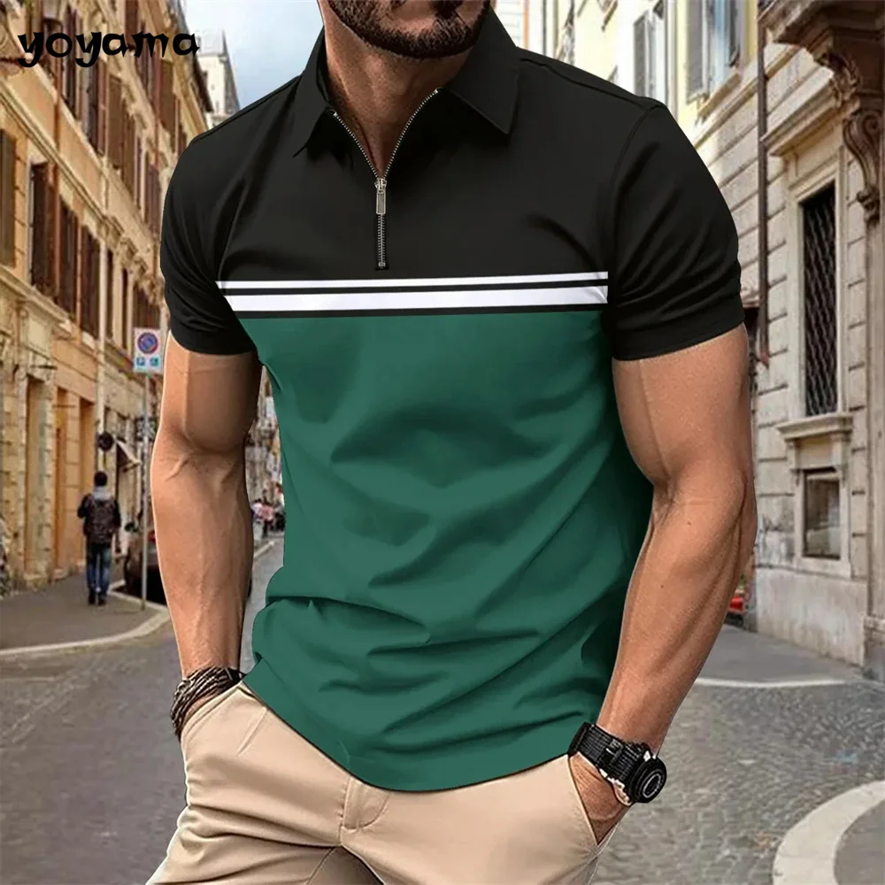 Simple Stripe Print Men's Clothing Fashion 3D Print T-shirts for Men Summer Breathable Men's Short Sleeve Polo Casual Loose Tops 7 Sf0e8d7a4cd92474895af61d6d9df04d3v