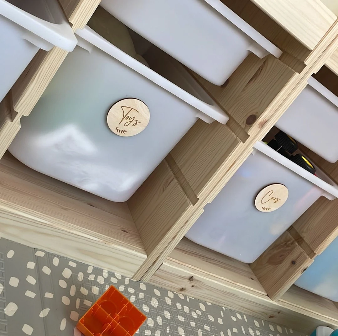 

Wooden Toy Box Storage Tags, Trofast Labels, Modern Playroom Decor, Personalised Bedroom Organisation Labels